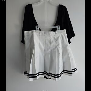Black and White Pleated Skirt
